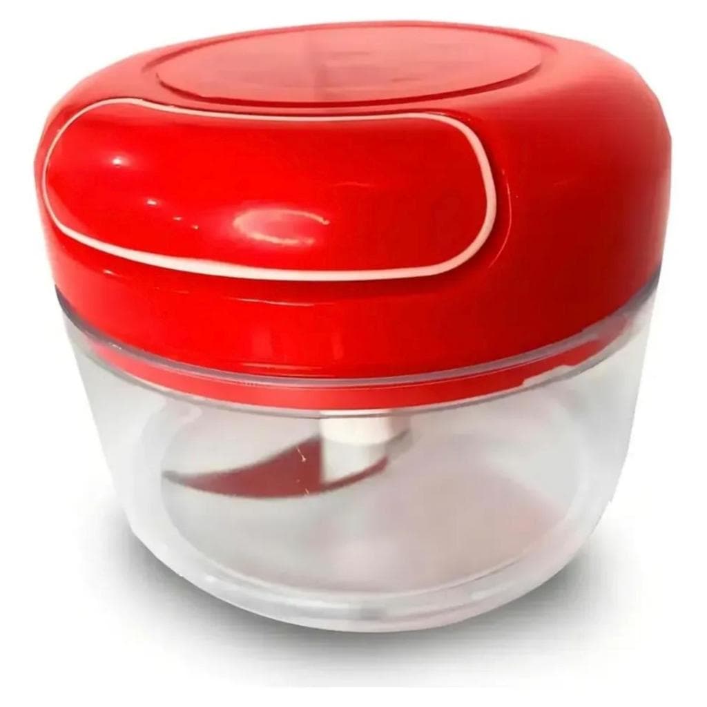 Mini Processador Triturador De Alimentos Manual Alho E Temperos Com Cordinha 2 Laminas 170ml Red TOP