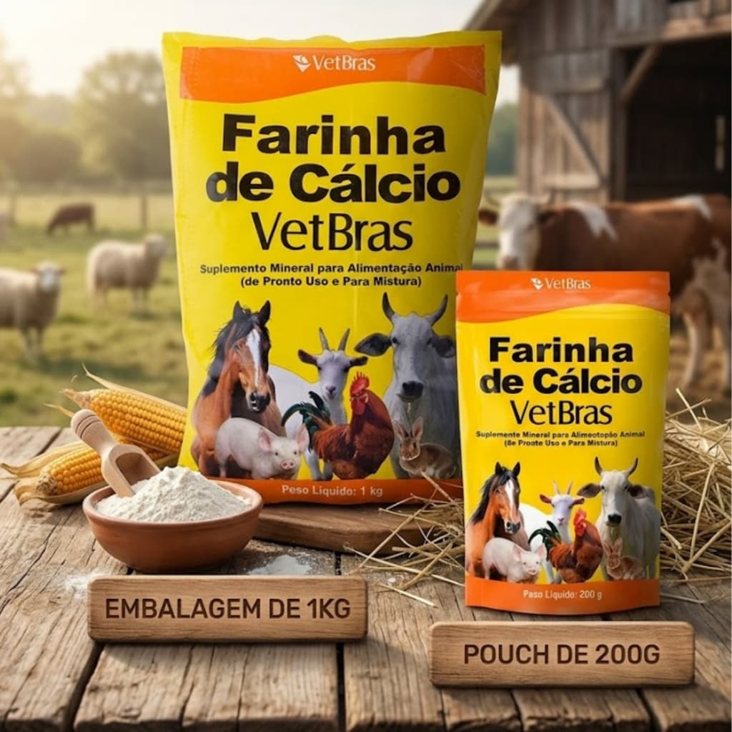 Farinha de Cálcio suplemento Mineral Animal vitaminas Aves Equinos bovinos suínos - Vetbras