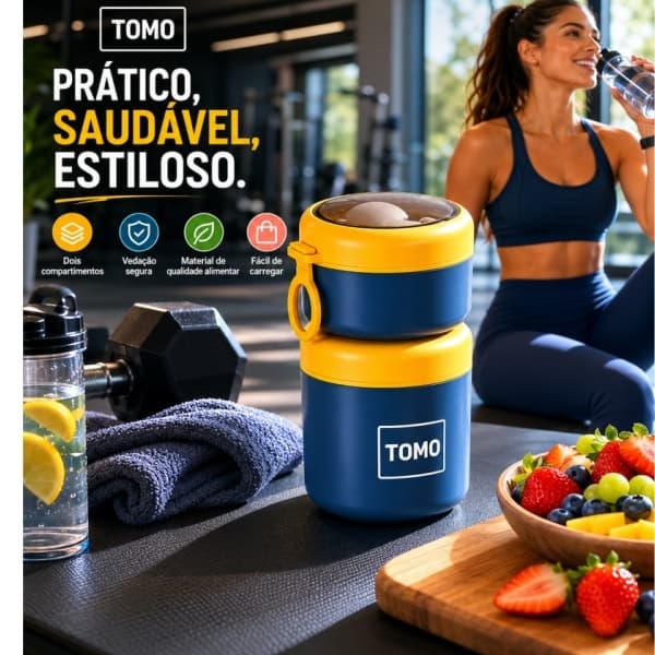 Marmita Inox / Copo Térmico  para aveia bloqueio de temperatura e reservação  Salada  fruta Iogurte e Sop com Colhe M+S