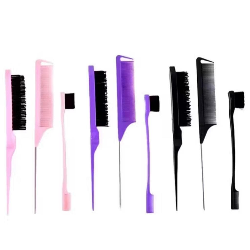 Kit Trio Escova E Pente Para Penteados Divisão E Acabamento Baby Hair