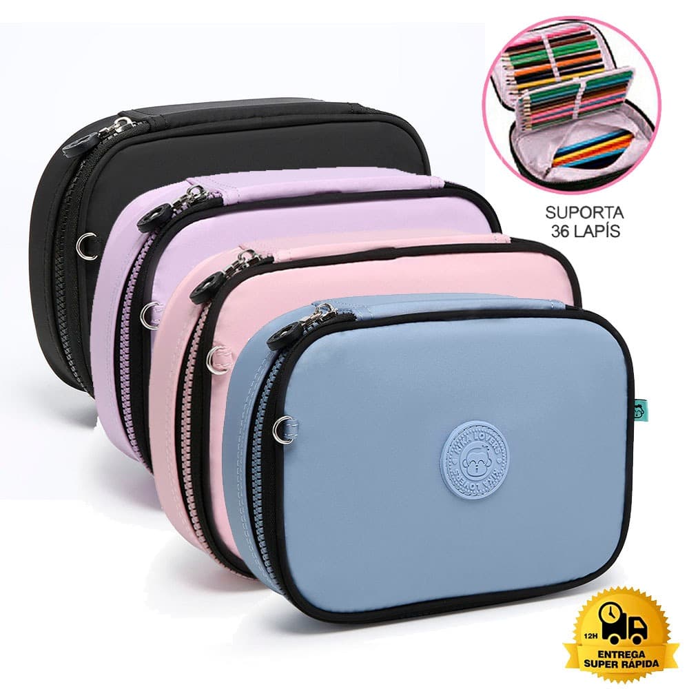 Estojo Escolar Box Organizador Kika Quadrado Grande Feminino