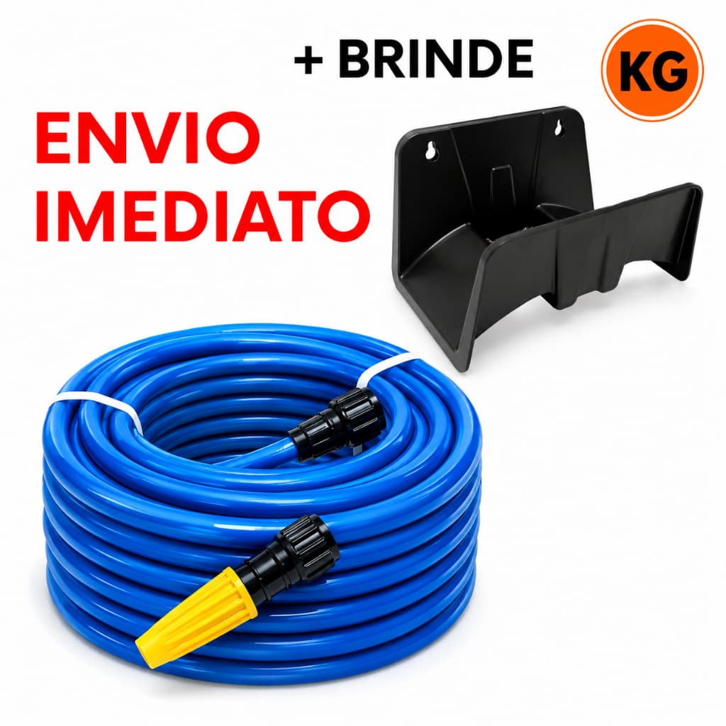 Mangueira Jardim Lisa Flexivel  20 Metros + enrolador de Mangueira de Parede Brinde Promoção.