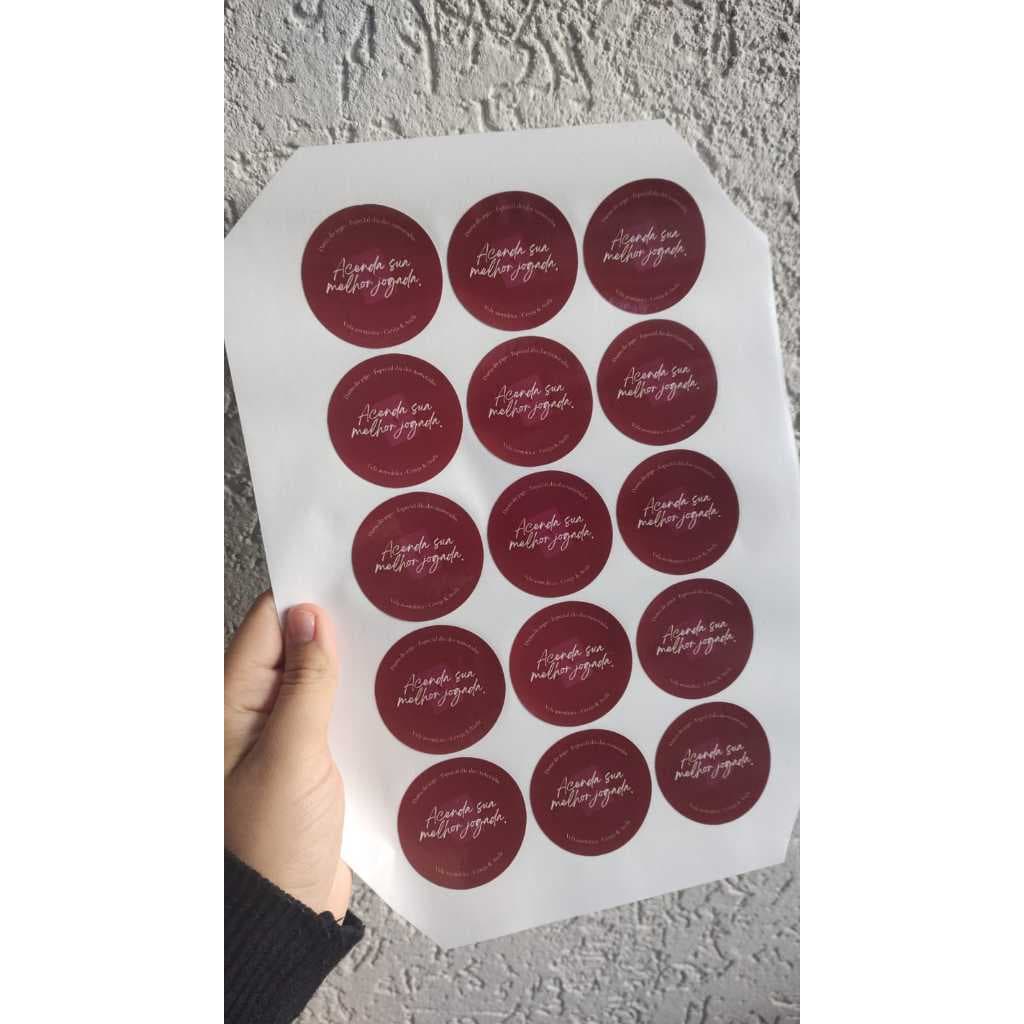 Adesivo 5x5 cm | 15 un| Personalizado| Proteção de durabilidade