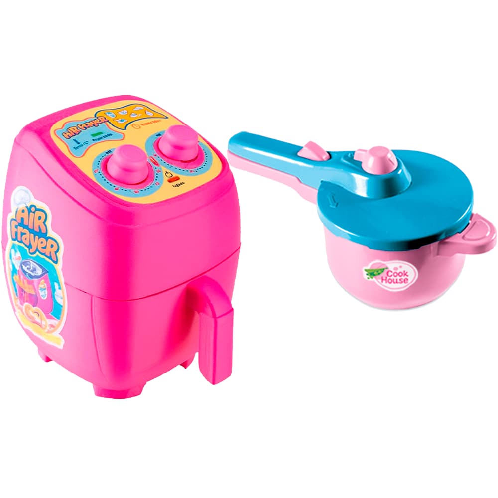 Kit faz de conta cozinha meninas rosa altimar airfyer panela de pressão rosa brinquedo zucatoys