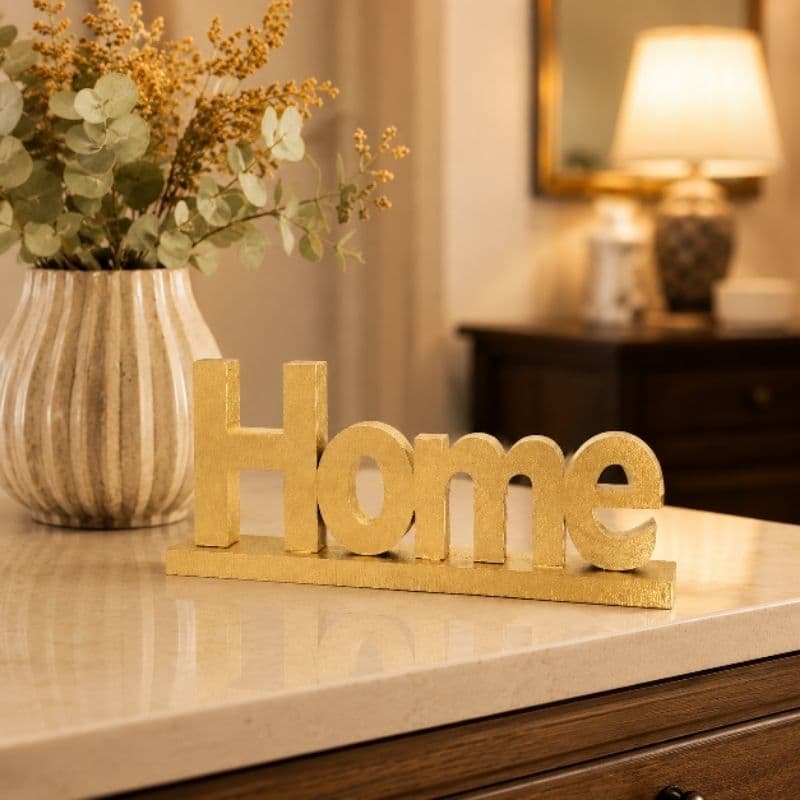 Enfeite HOME decoração para sala/estante Dourado brilhante
