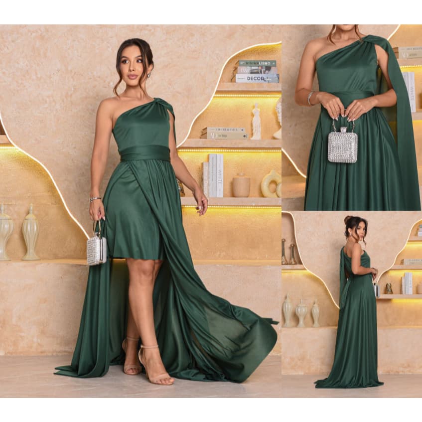 Sônia Anair Vestido Feminino Longo de Noiva com Capa Festa Madrinha Casamento