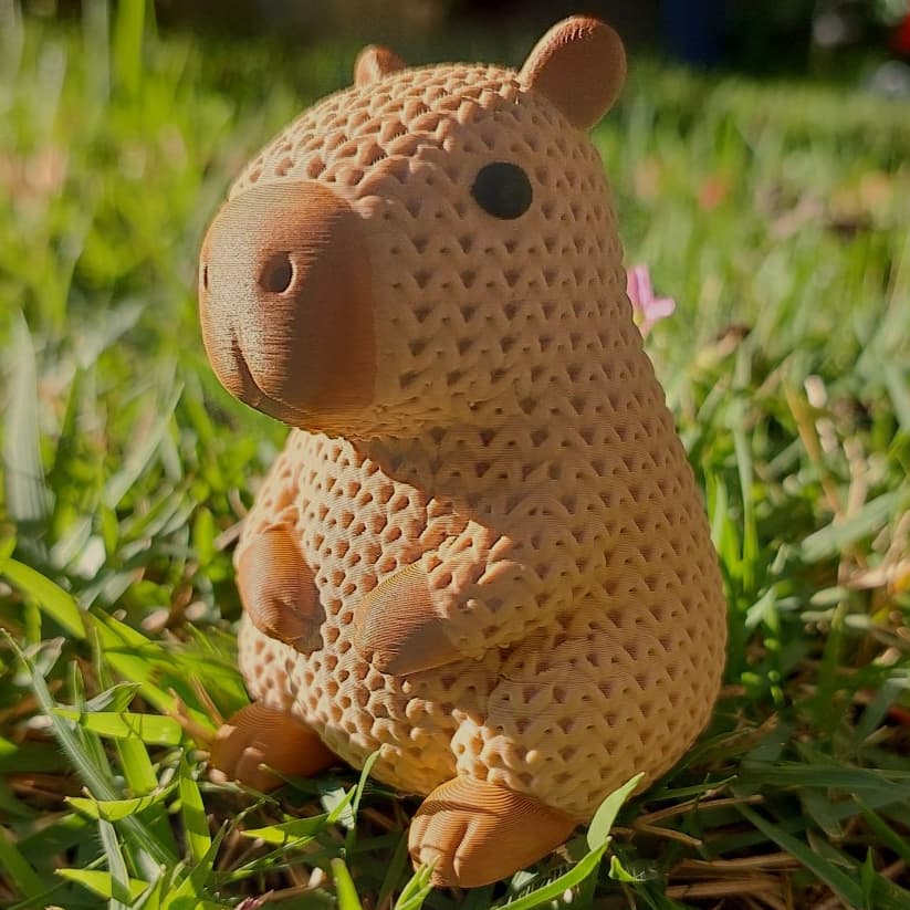 Capivara Impressão 3D Textura tipo Crochê Capivara Decorativa de Mesa com detalhes pintados à mão