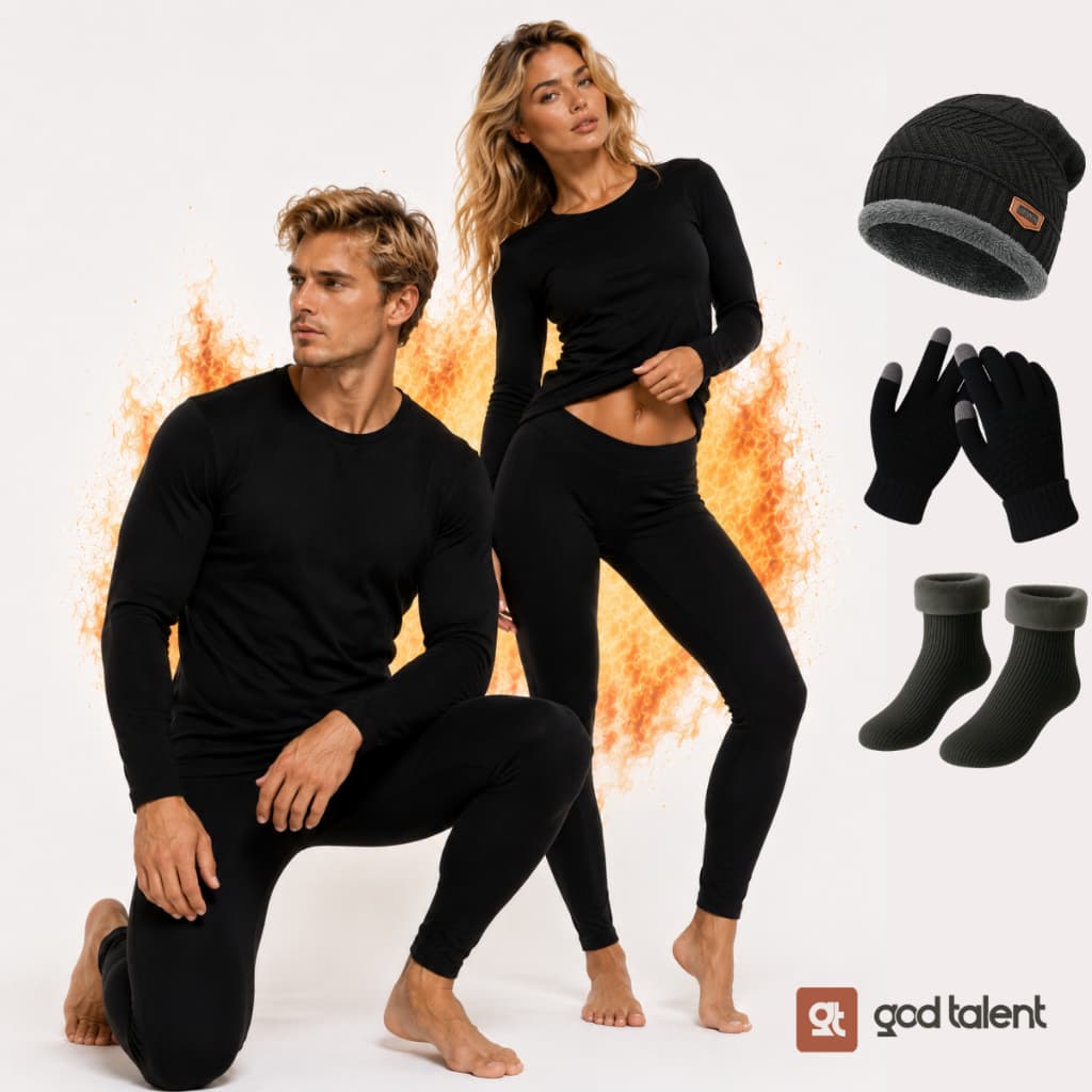 Kit 5 em 1 Conjunto Térmico Segunda Pele Blusa Calça Touca Luvas Meias Cachecol Masculino Feminino
