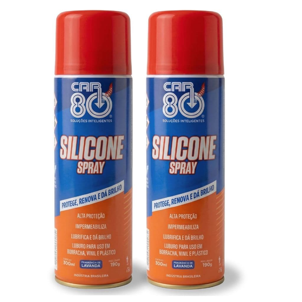 Silicone Spray 300 ml Car 80 Lavanda Painel Borracha Kit 2