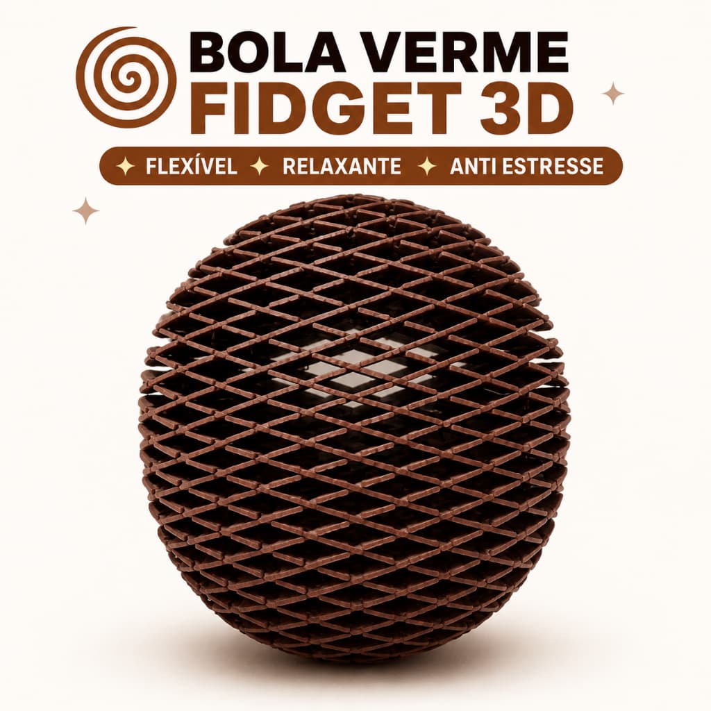 Bola Verme Fidget Sensorial 3D | Fidget Toy Anti Estresse | Bola Flexível Relaxante | Brinquedo Sensorial Geek