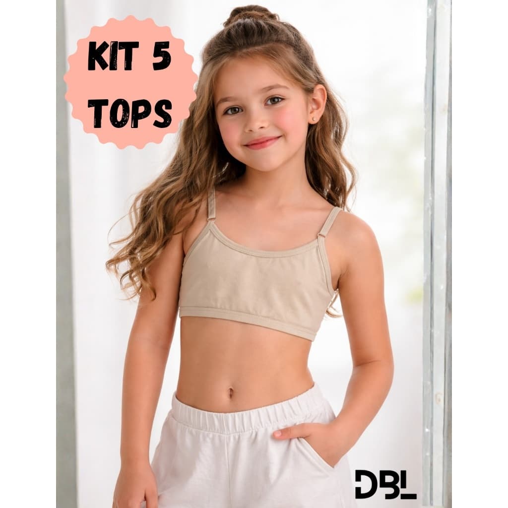 Kit 5 Sutiãs Infantil Juvenil Algodão Cotton Liso Alta Qualidade Conforto Dia a Dia Menina Moça