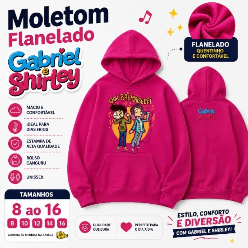 MOLETOM PINK Gabriel e Shirley CANTANDO Blusa Frio Youtuber Gabriel e Shirley blusa moletom rosa Gabriel e Shirley