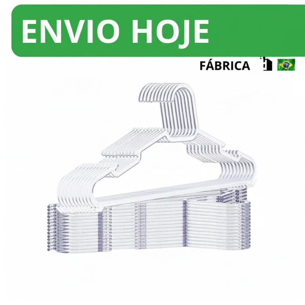 Kit 50 Cabide Acrílico Cristal Cabides Para Roupas Transparente Adulto Reforçado Organizador
