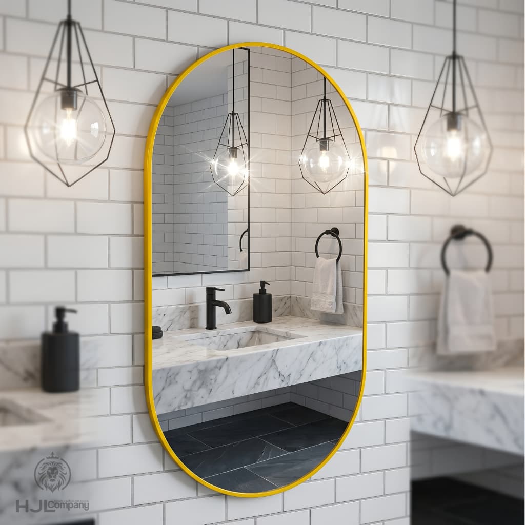Espelho Oval Grande com Moldura – Decoração Moderna Quarto Sala Banheiro – Envio Imediato