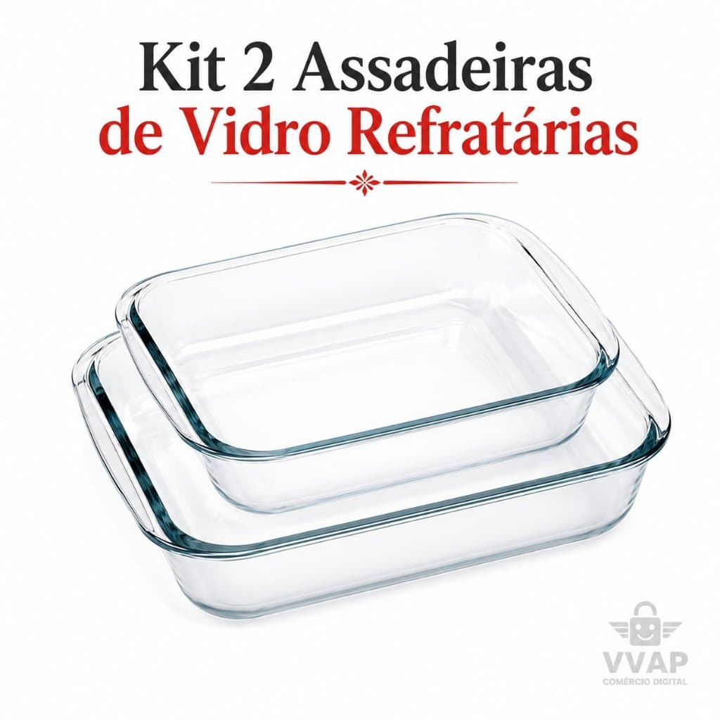Kit Duas Assadeiras Vidro Retangular Refratario Resistentes Multiuso Cozinha