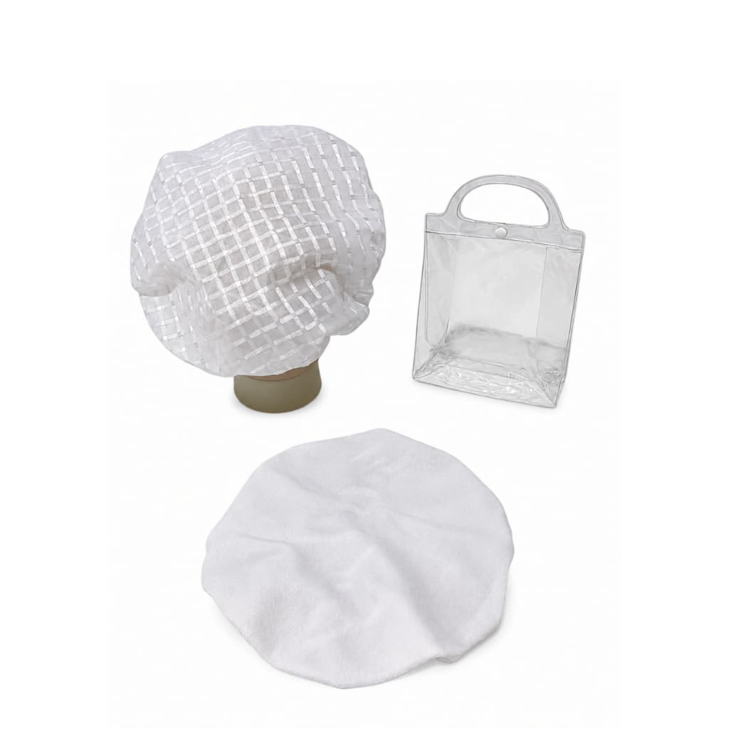 Kit Touca De Banho Impermeavel E Touca De Secar Cabelo Branco Banho Premium