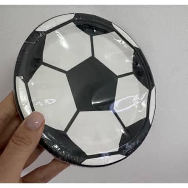 Prato Descartável Tema Futebol Bola – 18cm – Festa Esportiva