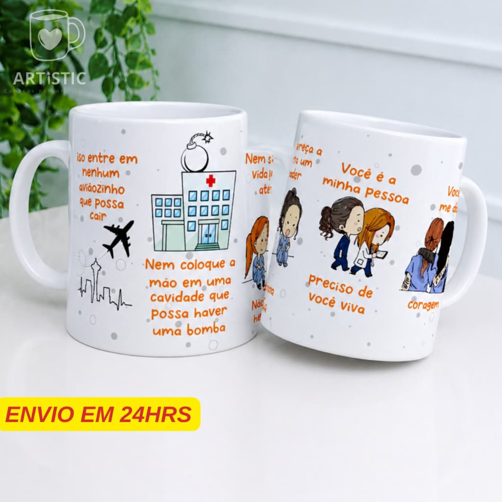 Caneca Personalizada Grey's Anatomy - Frase Porcelana 325ML