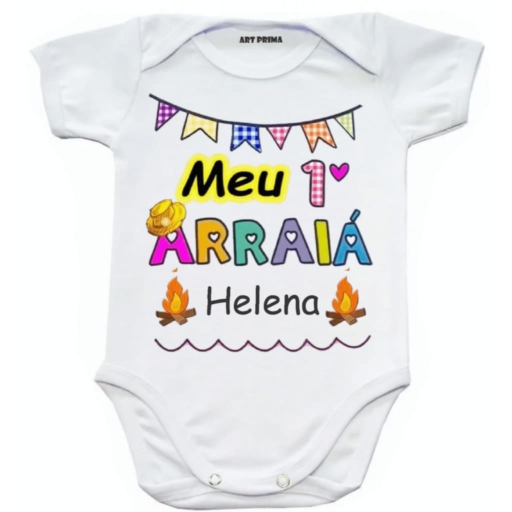 Body Bebê Personalizado com Nome Festa Junina Meu Primeiro Arraiá São João