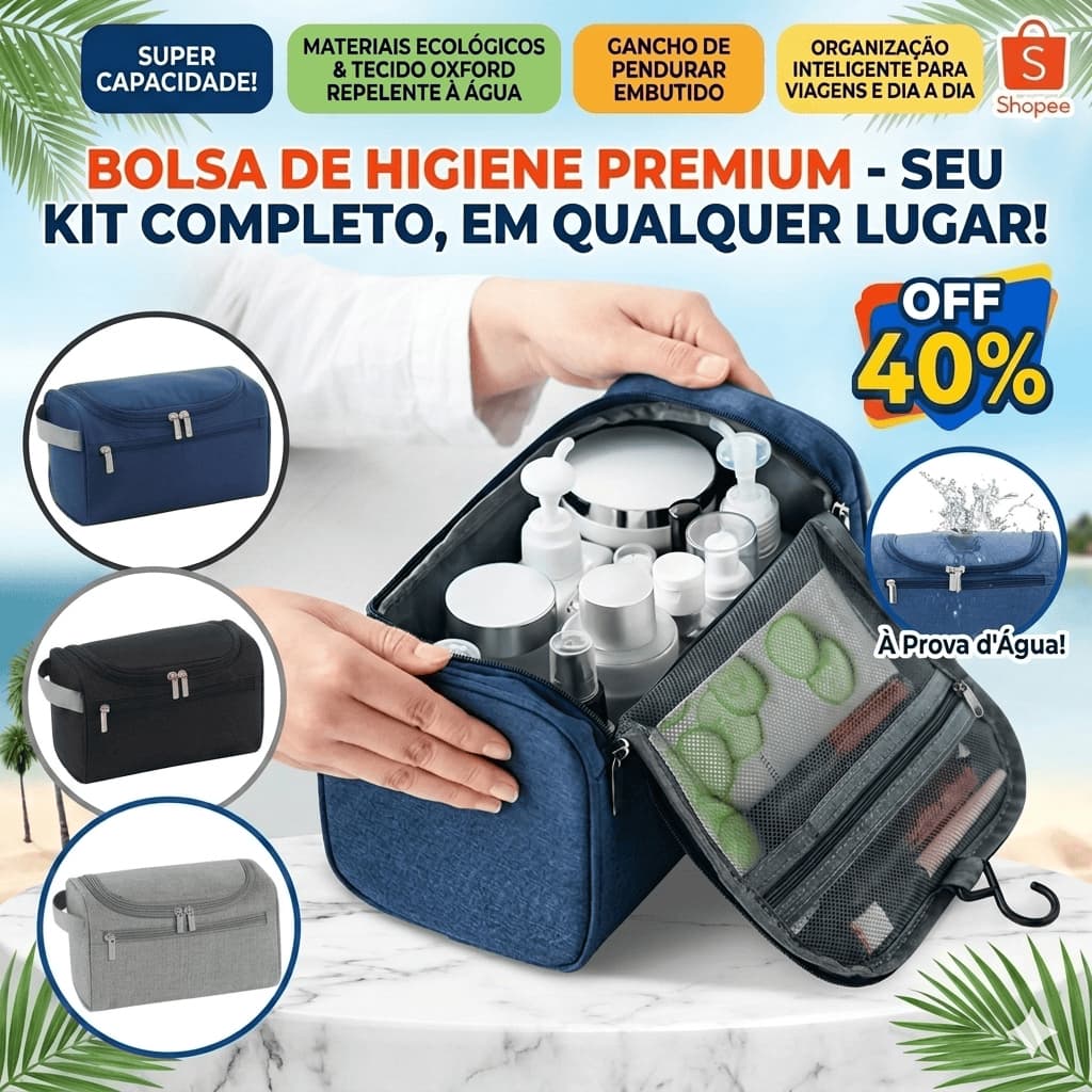 Mala Pequena Organizadora Feminina E Masculina Para Cosméticos E Produtos De Higiene Da Bancada