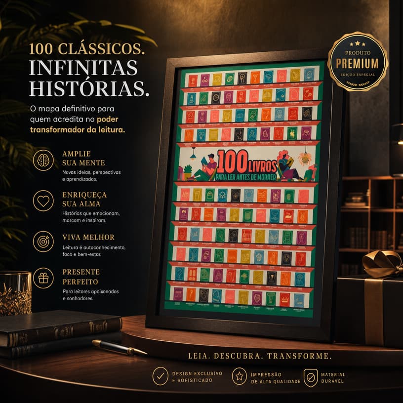 Pôster Raspadinha 100 Livros Para Ler Antes de Morrer Sem Moldura - Embalagem Personalizada
