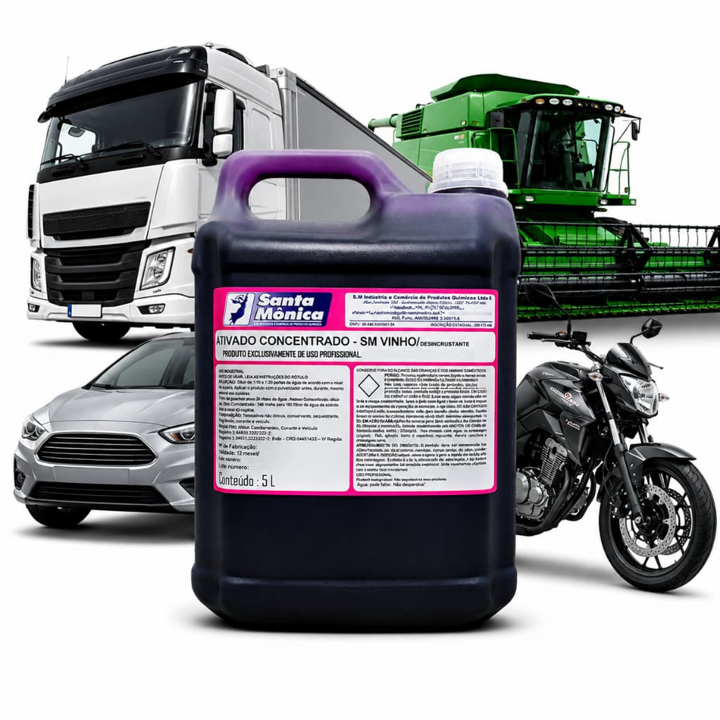 ATIVADO CONCENTRADO SM VINHO 5L SANTA MÔNICA | PROFISSIONAL | LIMPEZA PESADA AUTOMOTIVA E AGRÍCOLA