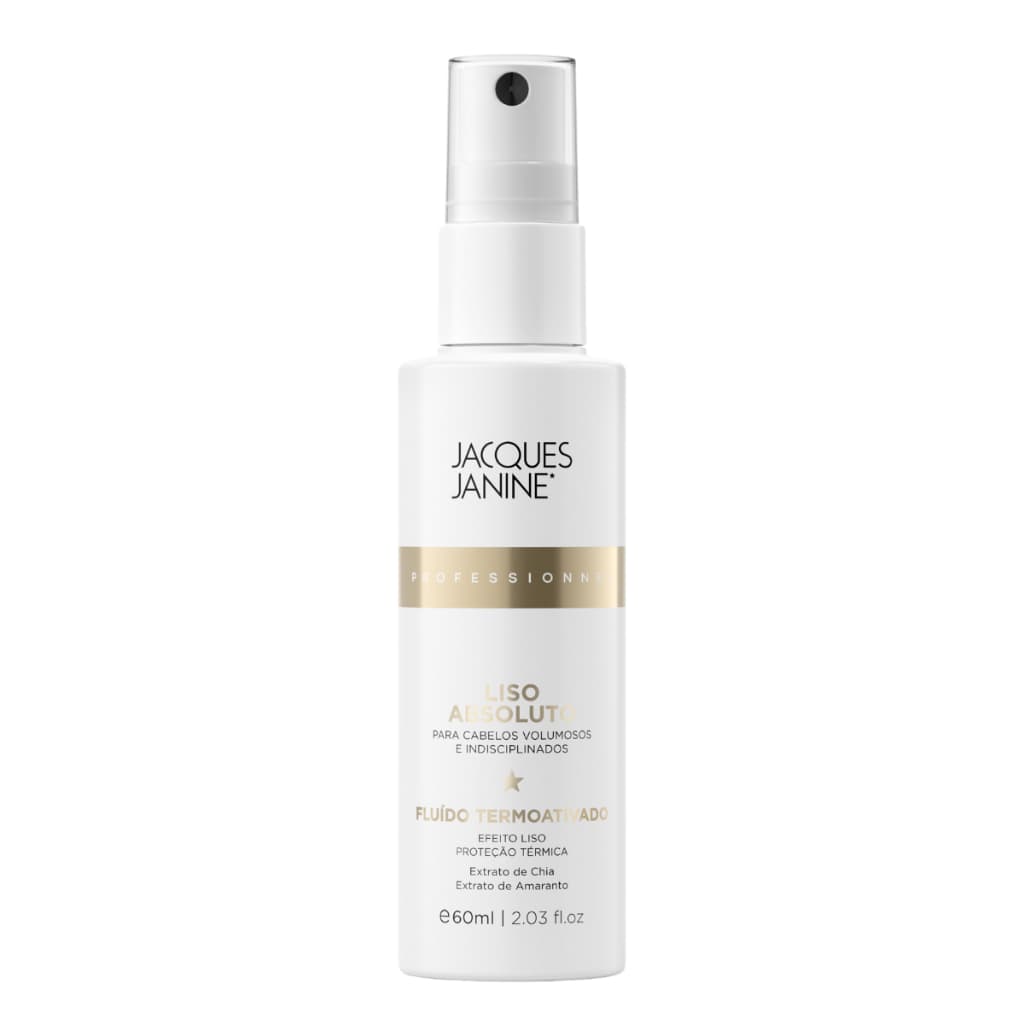 Spray Fluído Leave-in Jacques Janine Liso Absoluto Hidratação Proteção Térmica Filtro UV 60ml