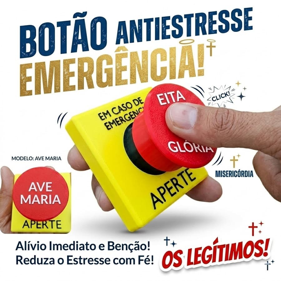 Botão Antiestresse Religioso Meme Misericórdia Eita Glória Ave Maria Com Som Click Presente Cristão Divertido JUNINA