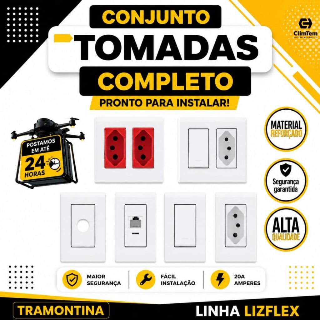 TOMADA PARA EMBUTIR EM MOVEIS PLANEJADOS LINHA LIZ  TRAMONTINA