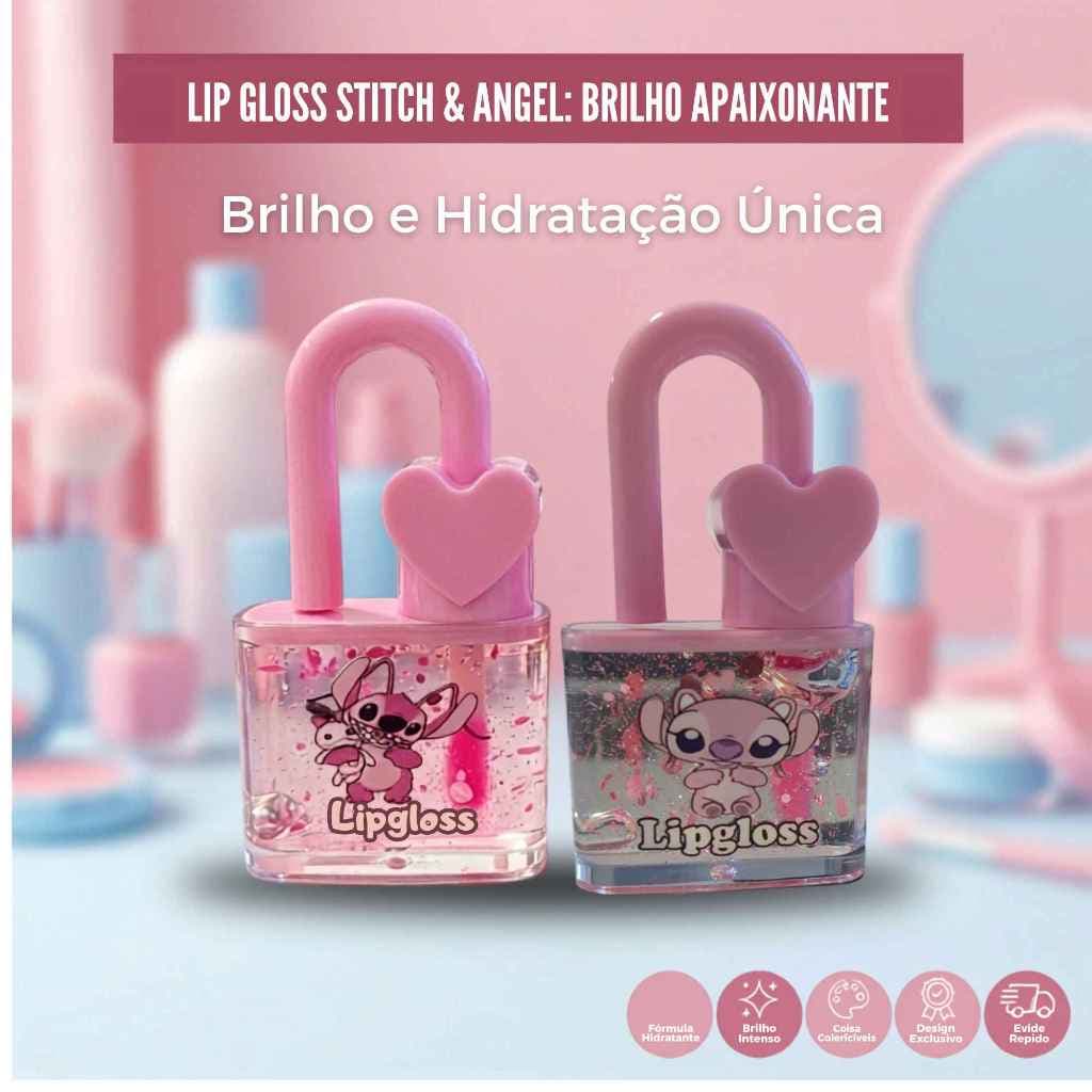 Gloss Labial Lip Brilho Stitch Com Chaveiro 3D Hidratante