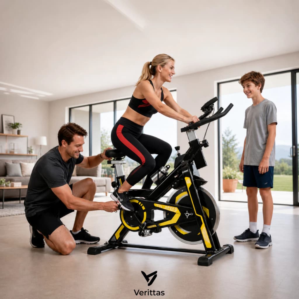 Bicicleta Ergometrica Spinning Profissional 13Kg Inércia Usuários de 1.90m Fitness e Treino Esportivo Verittas