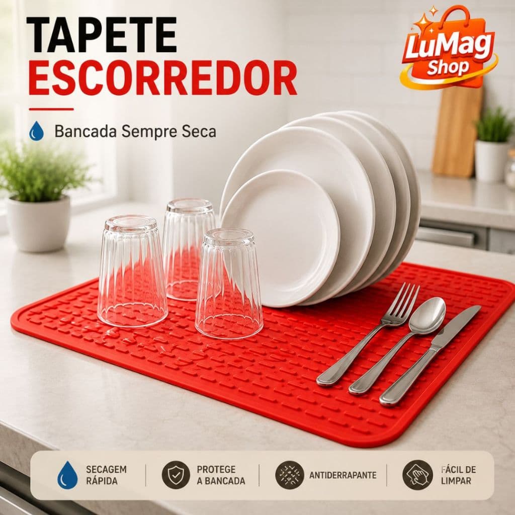 Tapete Escorredor De Louças Silicone 40cm Secagem Rápida Antiderrapante Para Pia Bancada Cozinha