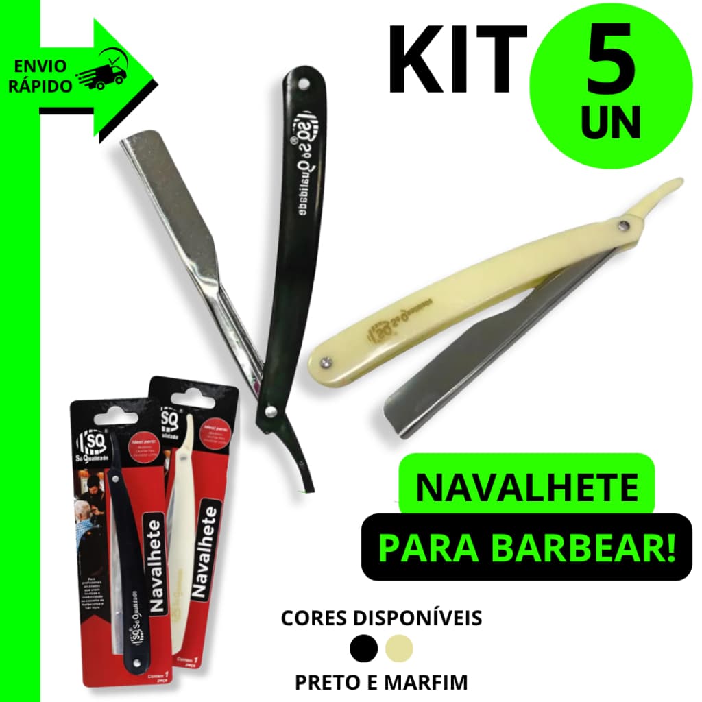 Kit 5/4/3/2 Unidades Navalhete Estilo Barbeiro Profissional Para Contornos Acabamentos e Finalização