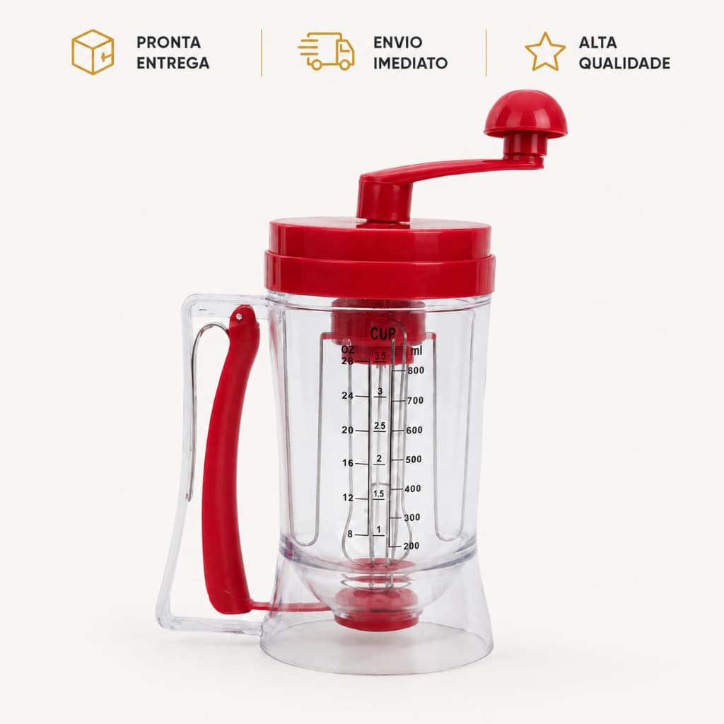 Jarra Dosadora Medidora de Massa 800ml Com Gatilho Para Cupcakes Panquecas e Waffles