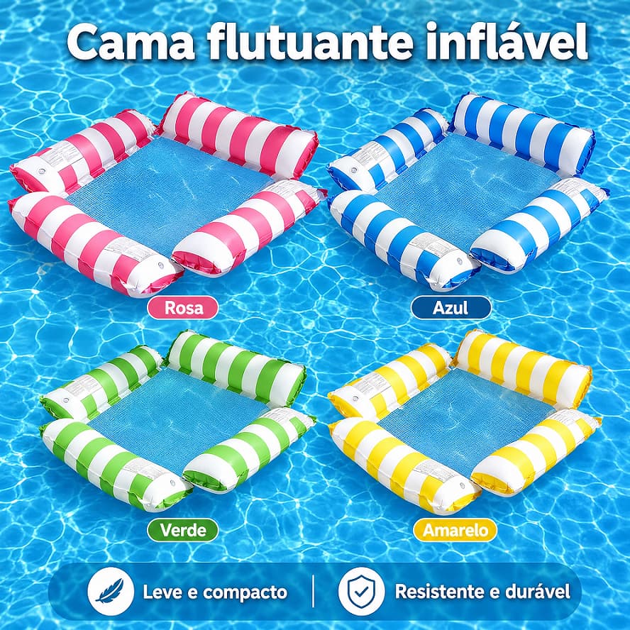 Cadeira Boia Rede Piscina Cama Flutuante Reclinável Inflável Adulto e Infantil Espreguiçadeira