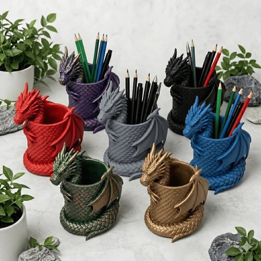 Porta Caneta Dragon - Organizador e Decoração Premium