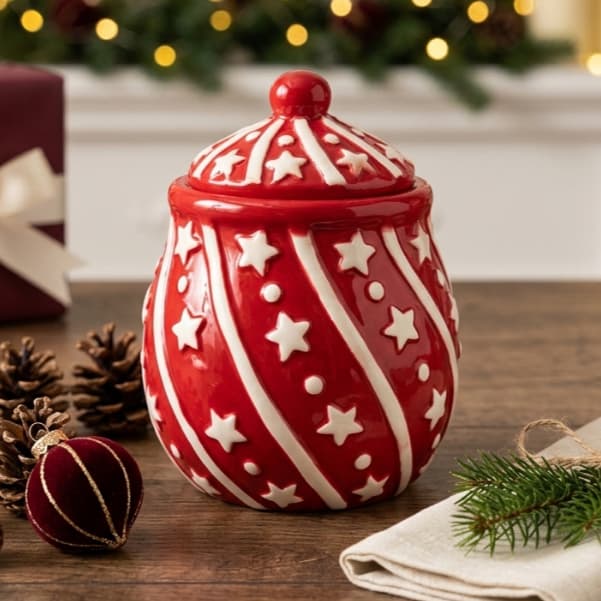 Porta Condimentos De Porcelana Natalino Com Tampa Açucareiro Natal Decoração Mesa Posta 450ml