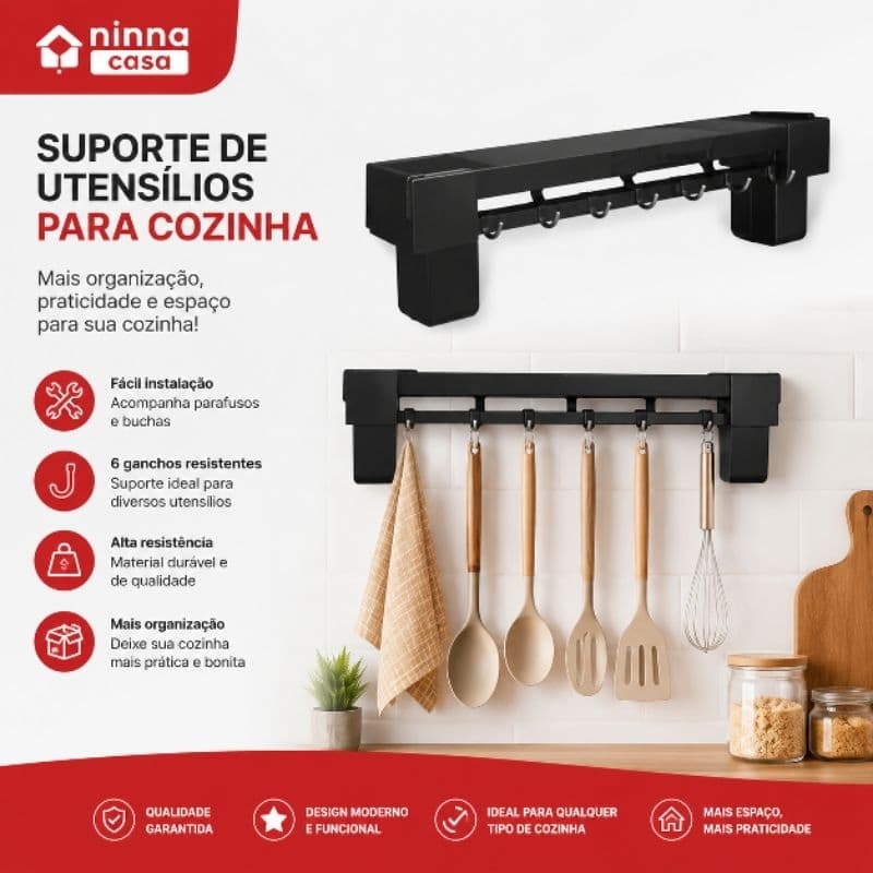 Suporte Para Armazenamento de Facas com Ganchos Para Talheres Utensílios de Cozinha