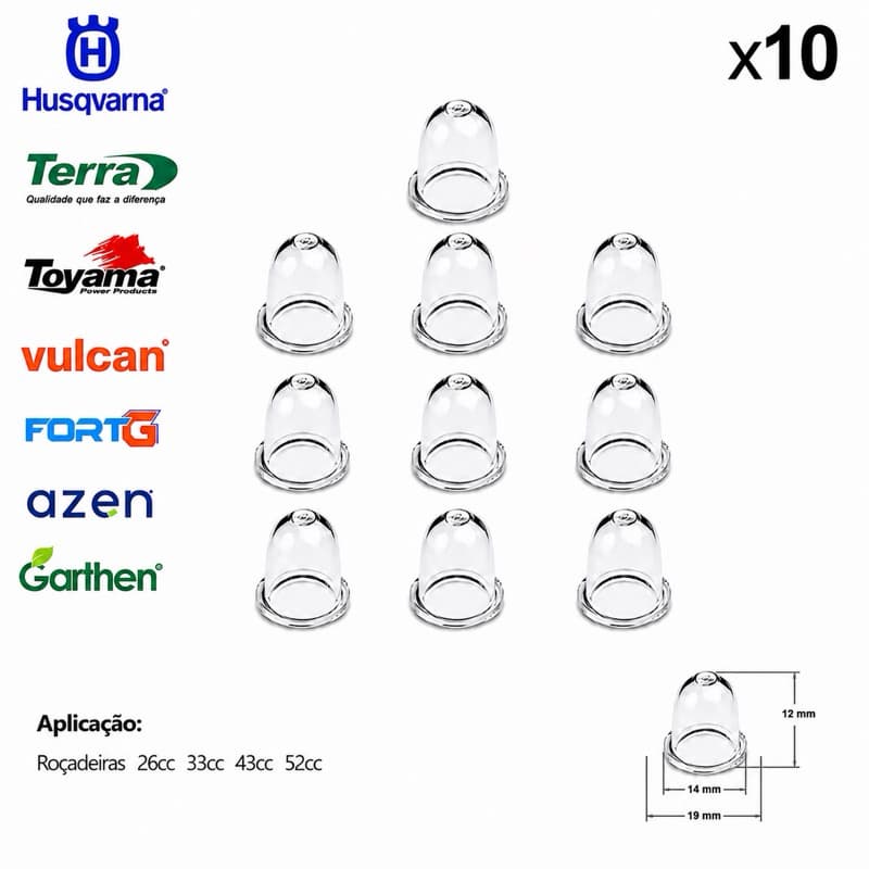 Kit 10 Bulbo Prime Bolha Injetor De Gasolina Para Roçadeiras