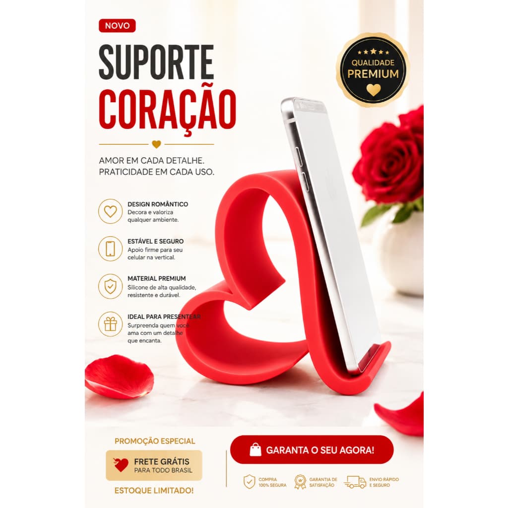 SUPORTE CORAÇÃO PARA CELULAR