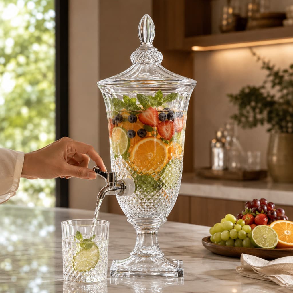 Suqueira De Vidro Transparente Cristal Eventos Torneira 3l