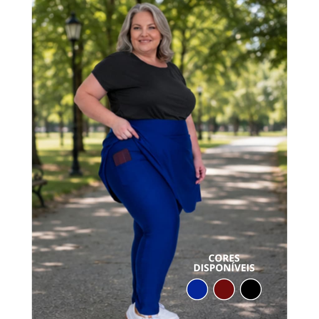 Calça Saia Feminina Plus Size Academia Fitness Evangelica Suplex Grosso G1 e G2