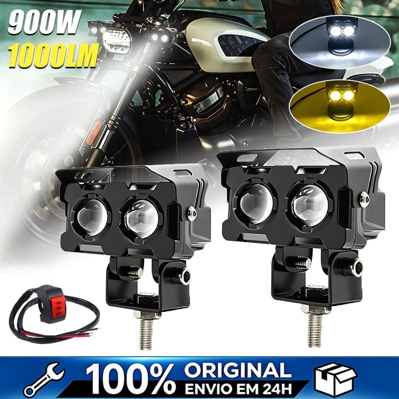 Par Farol De milha Moto Super Led 10000 Lumes Olho de Lente Auxiliar De Cor Dupla,2 LEDs