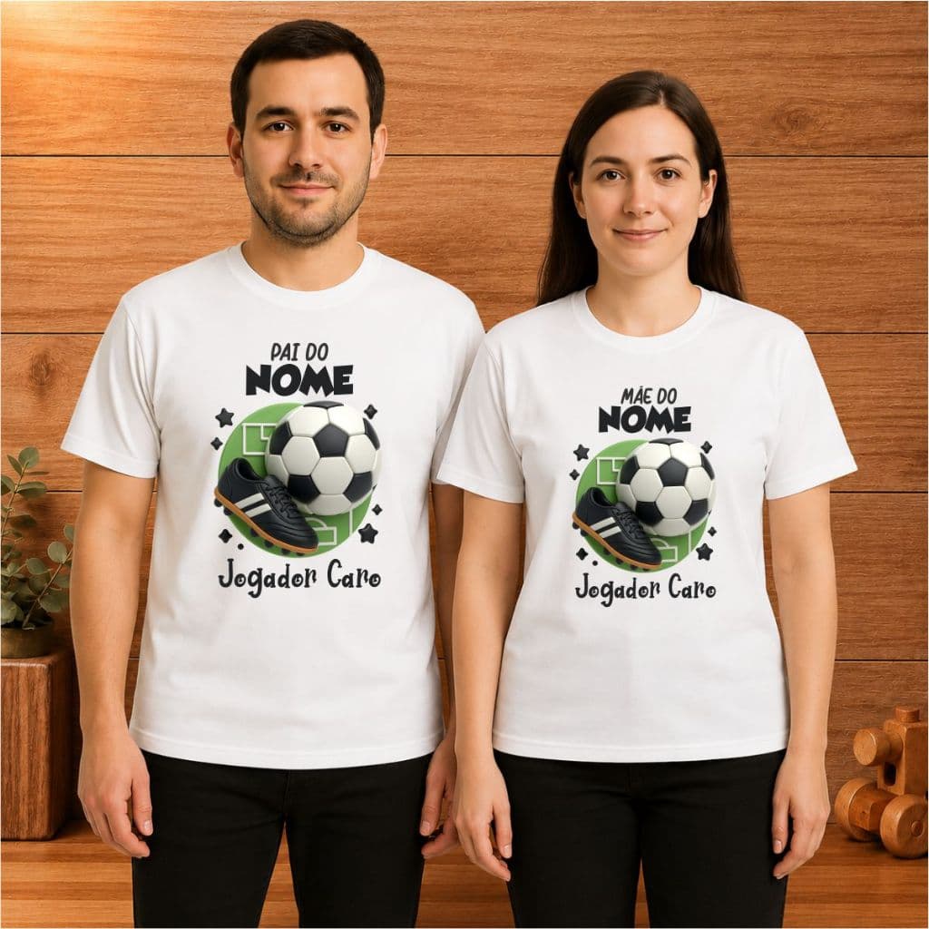 Camisas Personalizadas Aniversário Pai e Mãe Futebol Jogador Caro com Nome- TN939