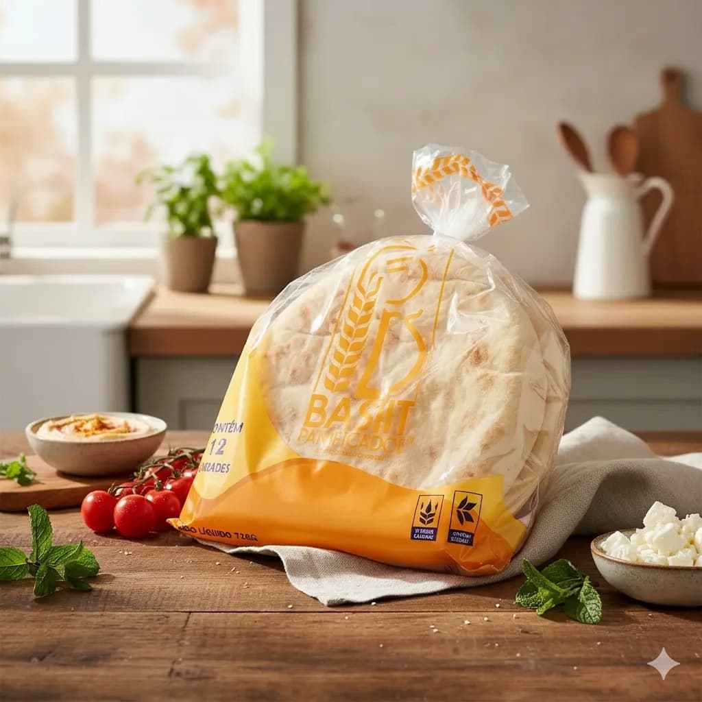 Pão árabe Sírio MÉDIO Panficadora Bashit - Kit lanchonete - 12 unidades / 720g