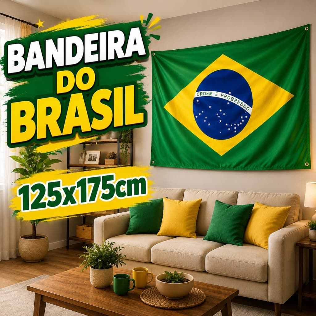 Bandeira Grande do Brasil Copa do Mundo tecido leve Resistente Barbante ou Haste