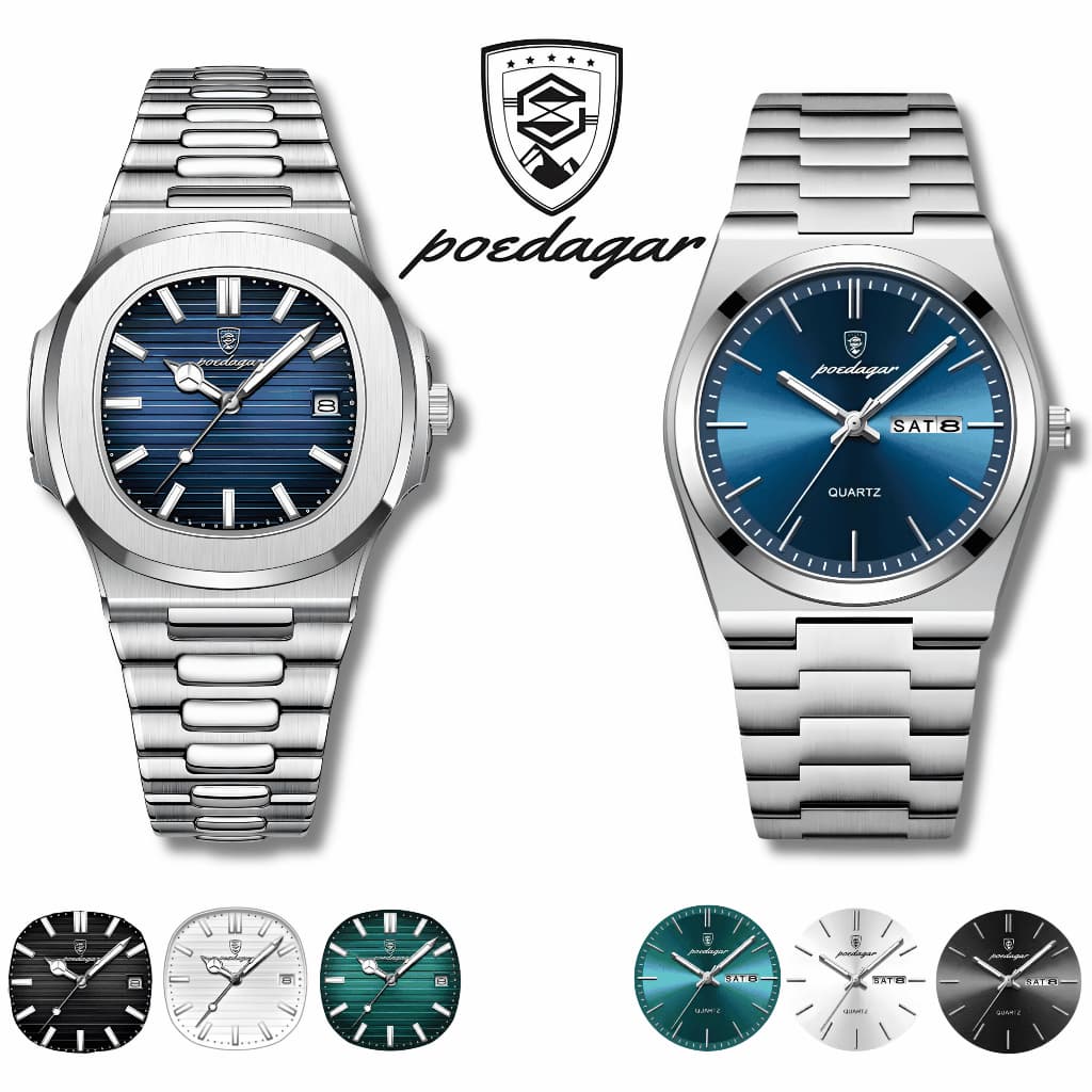 Relógio Poedagar de Luxo Original Aço Inoxidável Masculino À Prova D 'Água De Pulso De Quartzo