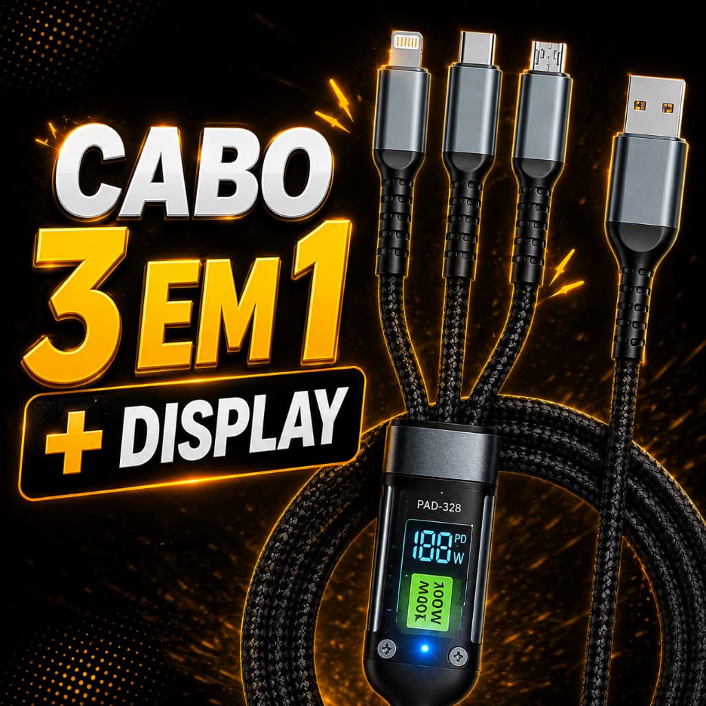 Cabo Carregador 3 em 1 Tipo C / IOS / V8