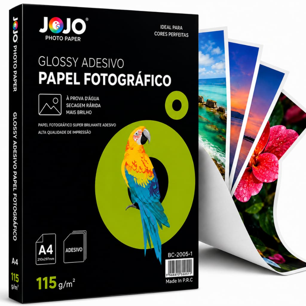 Papel Fotográfico Adesivo 115g A4 Glossy 10 Folhas Premium
