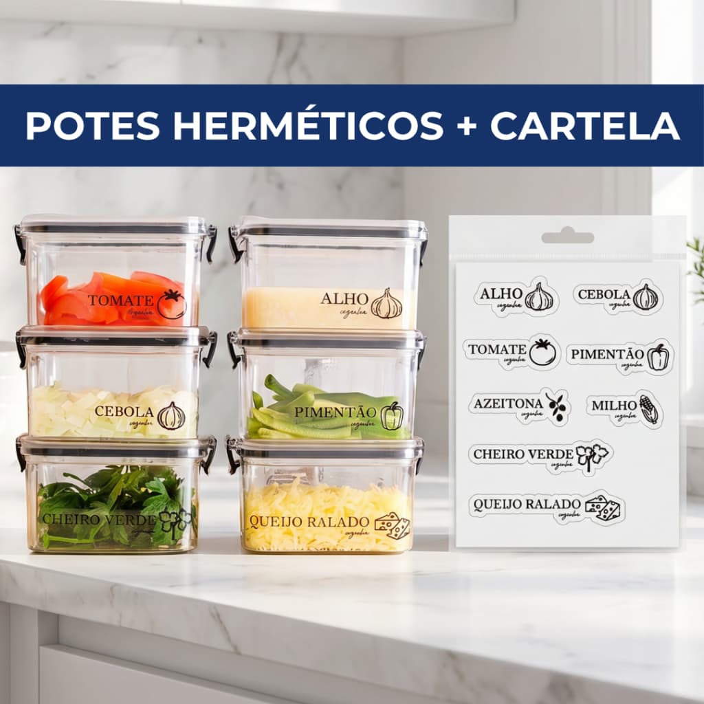 Kits Potes Multiuso com Vedação Hermética para Geladeira e Despensa 460ml/950ml – Porta Mantimentos, Variações